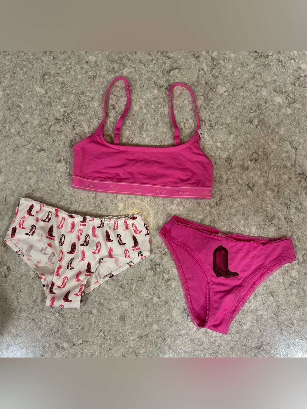 Victoria’s Secret PINK Western Boot 3-Piece Set – Bright Pink – XS
